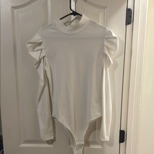 Elegant White Long Sleeve Bodysuit